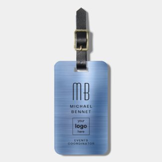 Custom Logo Monogrammed Blue Brushed Metal