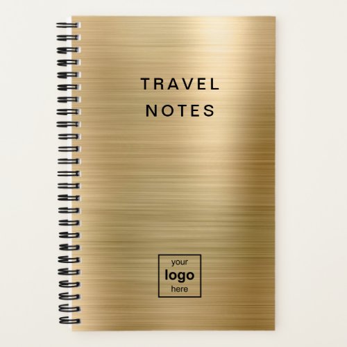 Custom Logo Monogrammed Gold Travel Notebook