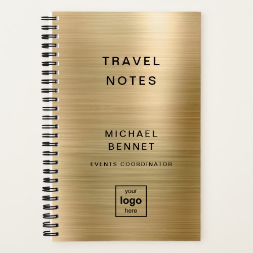 Custom Logo Monogrammed Gold Travel Notebook