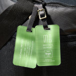 Custom Logo Monogrammed Green Brushed Metal  Luggage Tag<br><div class="desc">Custom Logo Monogrammed Green Brushed Metal Luggage Tag. Personalize it with your details and your company logo.</div>