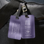 Custom Logo Monogrammed Purple Brushed Metal Luggage Tag<br><div class="desc">Custom Logo Monogrammed Purple Brushed Metal Luggage Tag. Personalize it with your details and your company logo.</div>