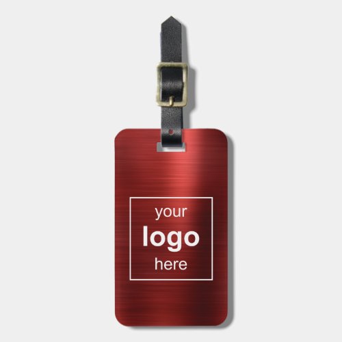 Custom Logo Monogrammed Red Brushed Metal Luggage Tag