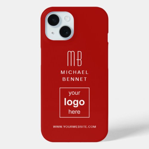Custom Logo Monogrammed Red iPhone 15 Case