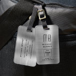 Custom Logo Monogrammed Silver Gray Brushed Metal Luggage Tag<br><div class="desc">Custom Logo Monogrammed Silver Gray Brushed Metal Luggage Tag. Personalize it with your details and your company logo.</div>