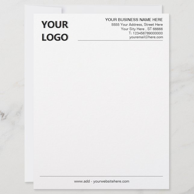 Custom Logo Name Address Contact Info Letterhead (Front)