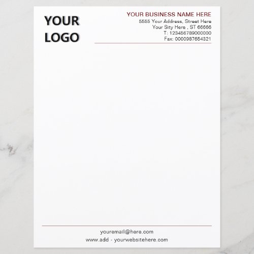 Custom Logo Name Address Info Business Letterhead