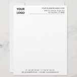 Custom Logo Name Address Info Business Letterhead<br><div class="desc">Your Colors and Font - Custom Name Simple Personalized Business Office Letterhead with Logo - Add Your Logo - Image / Business Name - Company / Address / Contact Information - Website / E-mail / Phone / more - Resize and move or remove and add elements / image with customization...</div>