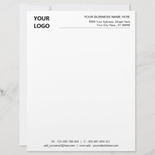 Custom Logo Name Address Info Business Letterhead