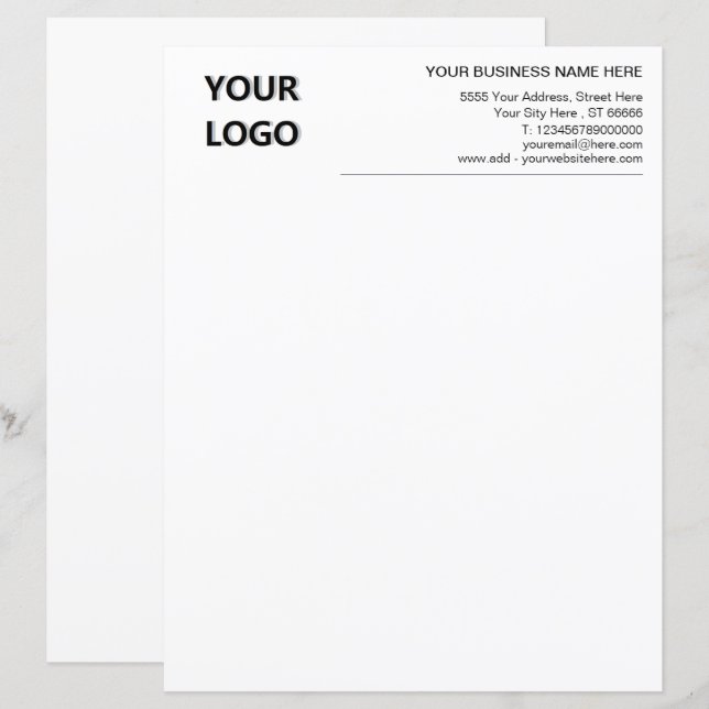 Custom Logo Name Address Info Business Paper Sheet (Front/Back)