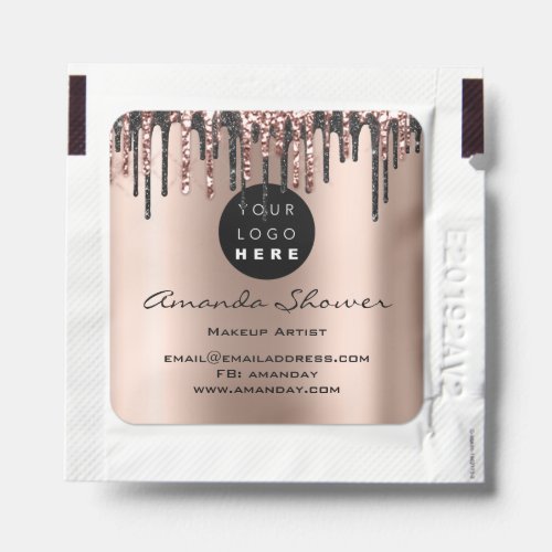 Custom Logo Name Beauty Studio Makeup Rose Drips Hand Sanitizer Packet