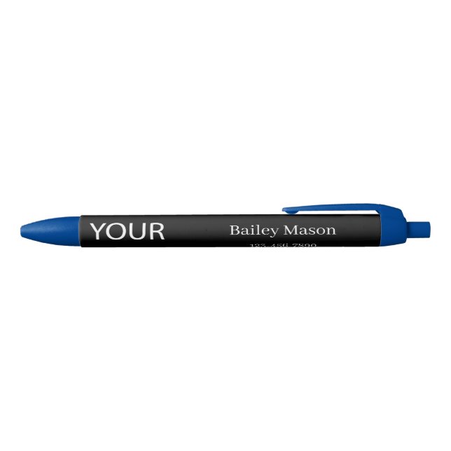 Custom Logo Name Black Ink Pen (Top)