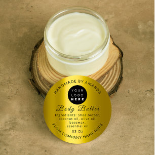 Custom Logo Name Body Butter Cosmetics Mustard Classic Round Sticker