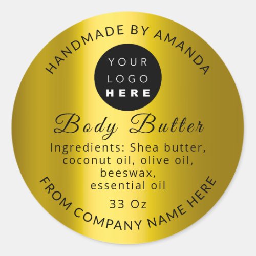 Custom Logo Name Body Butter Cosmetics Mustard Classic Round Sticker