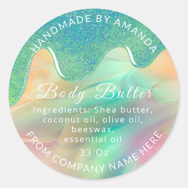  Custom Logo Name Body Butter Drip Navy Green Mint Classic Round Sticker (Front)