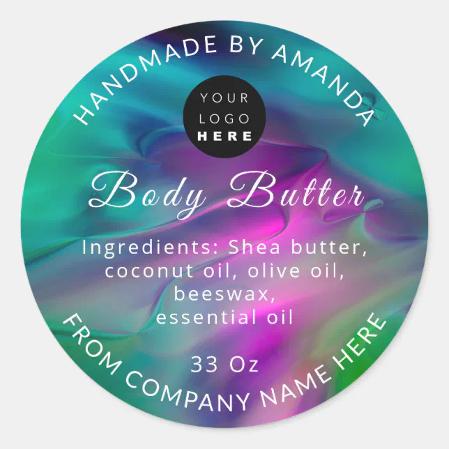 Custom Logo Name Body Butter Logo Abstract Pink Classic Round Sticker