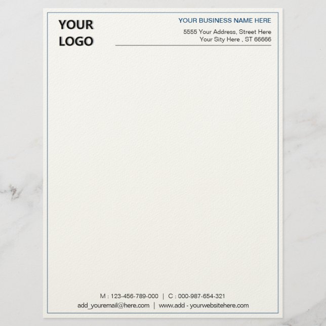 Custom Logo Name Business Personalized Letterhead (Front)