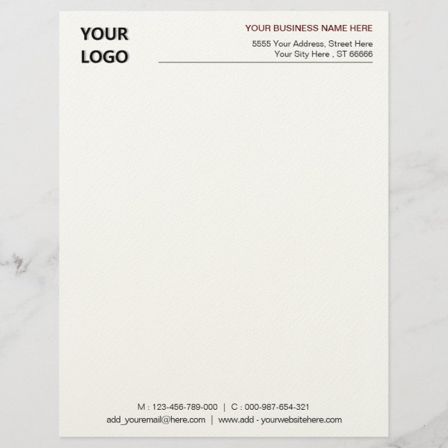 Custom Logo Name Colors Personalized Letterhead (Front)