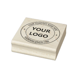 Custom Logo Name Email Round Rubber Stamp Template