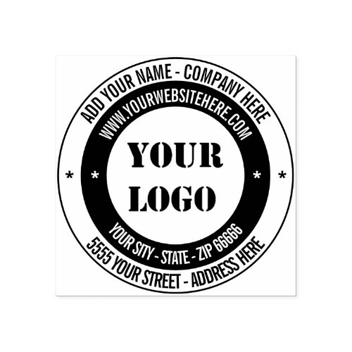 Custom Logo Name Info   Address Round Rubber Stamp