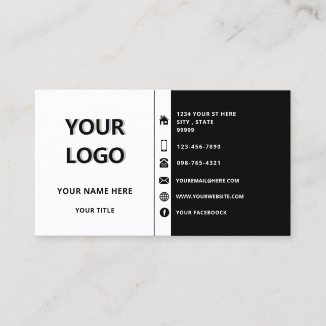 Custom Logo Name Info Business Card - Your Colors (Front)