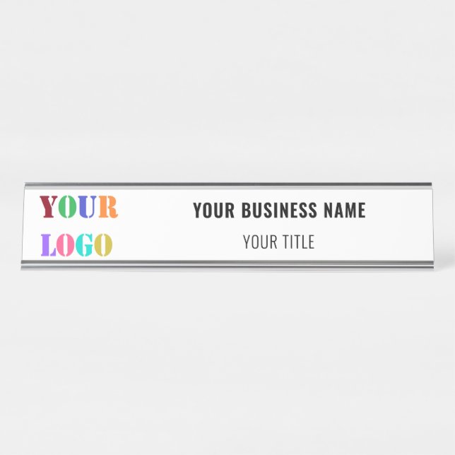 Custom Logo Name Info Business Desk Name Plate (Front)