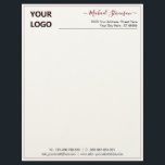 Custom Logo Name Info Letterhead Your Colors Font<br><div class="desc">Your Colors Custom Name Simple Personalized Black and White Business Office Letterhead with Logo - Add Your Logo - Image / Business Name - Company / Address / Contact Information - Website / E-mail / Phone - Resize and move or remove and add elements / image with customization tool. Choose...</div>