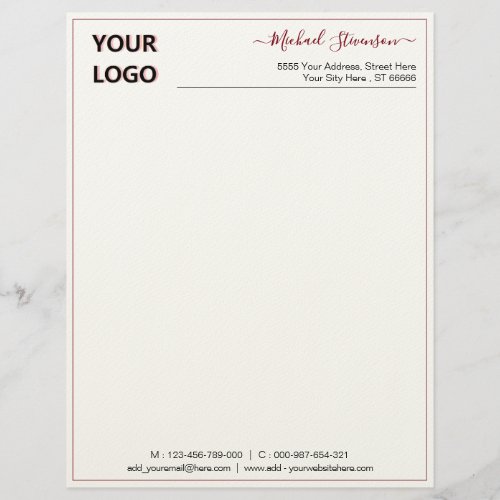 Custom Logo Name Info Letterhead Your Colors Font