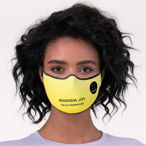 Custom Logo Name Logo Yellow Lemon Pastels Premium Face Mask