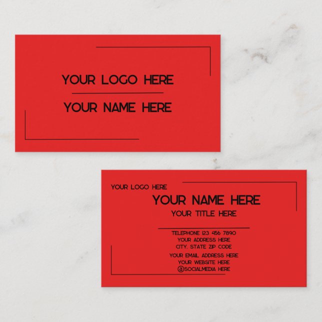 Custom Logo Name Minimalist Modern Professional Business Card (Front/Back)