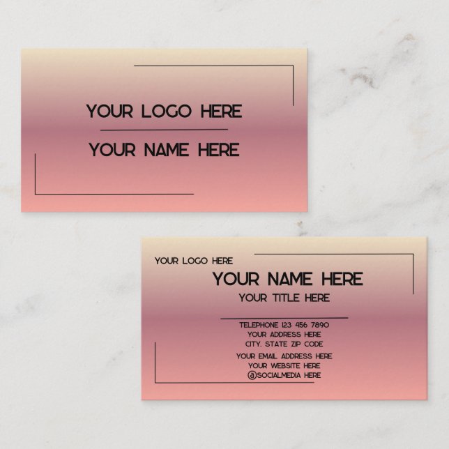 Custom Logo Name Minimalist Modern Professional Business Card (Front/Back)