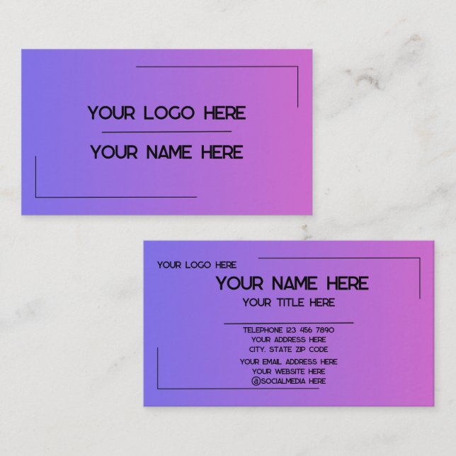 Custom Logo Name Minimalist Modern Professional Business Card (Front/Back)