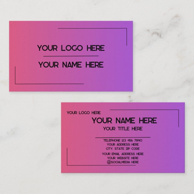 Custom Logo Name Minimalist Modern Professional Business Card (Front/Back)