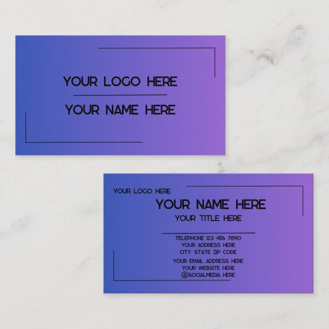 Custom Logo Name Minimalist Modern Professional Business Card (Front/Back)