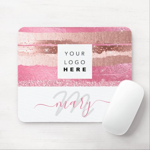 Custom  Logo Name Monogram Pink Makeup Artist Mouse Pad