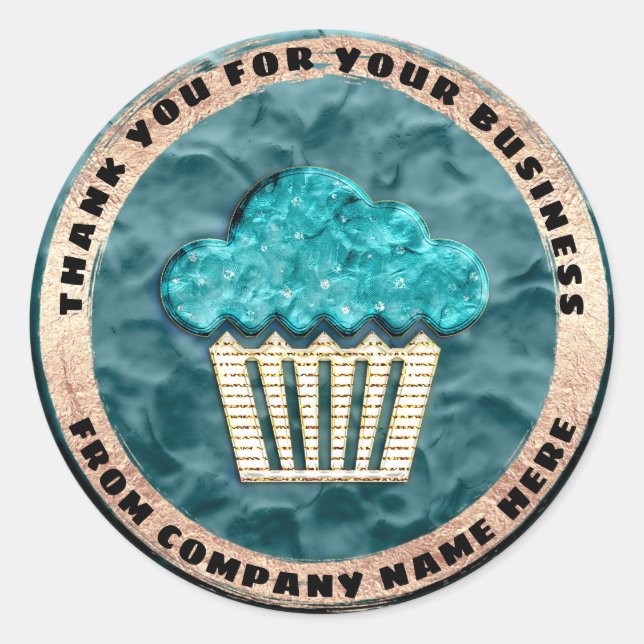 Custom Logo Name Seal Gold Teal Logo Cake Sweet (Front)