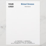 Custom Logo Name Text Info Personalized Letterhead<br><div class="desc">Custom Colors and Fonts - Personalized Your Logo Name Profession Address Contact Information Business Letterhead - Add Your Logo - Image or QR Code - Photo / and Name - Company / Profession - Title / Address / Contact Information - Phone / E-mail / Website / more - or Remove...</div>