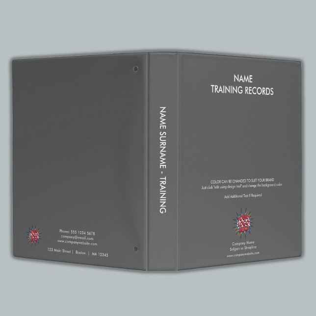 Custom Logo, Name, Training Gray 3 Ring Binder (Creator Uploaded)