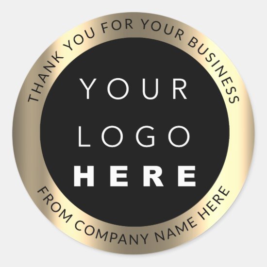 Custom Logo Name Web Golden Modern Thank You Classic Round Sticker