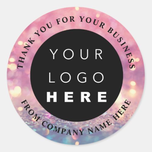 Custom Logo Name Web Holograph Thank Glitter Classic Round Sticker