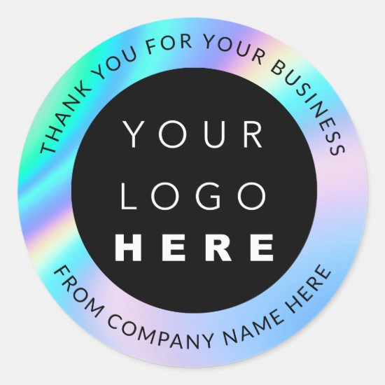 Custom Logo Name Web Holograph Thank You Classic Round Sticker