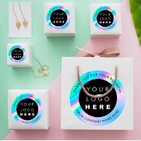 Custom Logo Name Web Holograph Thank You Classic Round Sticker