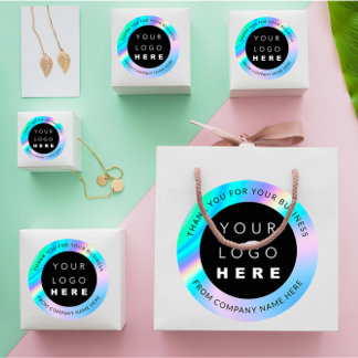 Custom Logo Name Web Holograph Thank You Classic Round Sticker