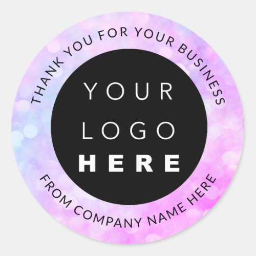 Custom Logo Name Web Holograph Thank You Pink Classic Round Sticker