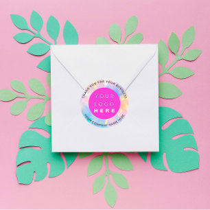 Custom Logo Name Web HolographIc Thank You Classic Round Sticker
