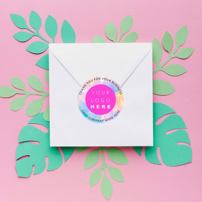 Custom Logo Name Web HolographIc Thank You Classic Round Sticker (Creator Uploaded)