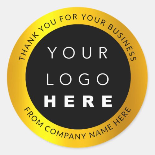 Custom Logo Name Web Modern Gold Thank You Classic Round Sticker