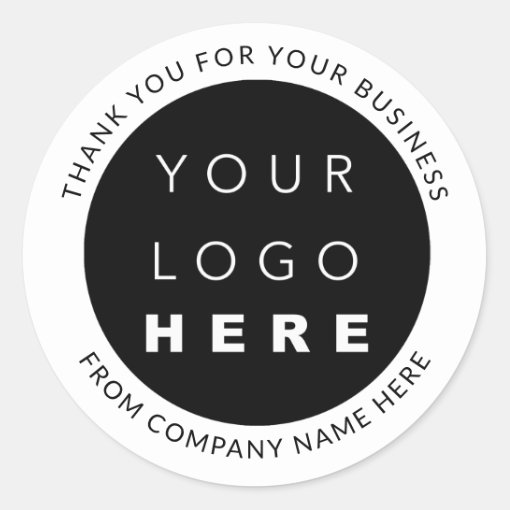 Custom Logo Name Web Modern WhiteThank You Classic Round Sticker | Zazzle