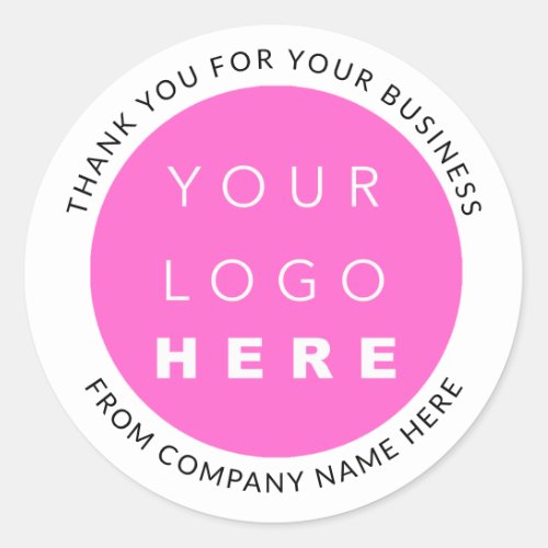 Custom Logo Name Web Pink Thank You White Classic Round Sticker