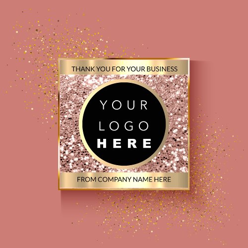 Custom Logo Name Web Rose Gold Thank You Square Sticker