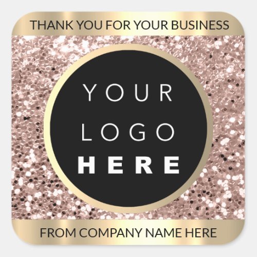 Custom Logo Name Web Rose Gold Thank You Square Sticker